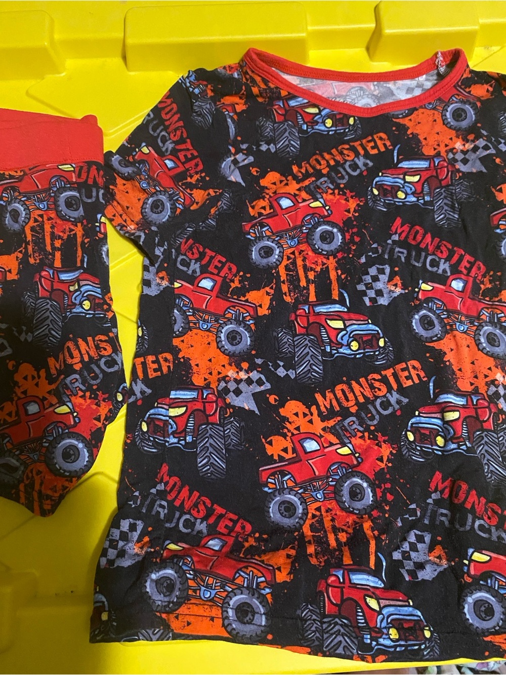 Red Monster Truck Pajama short Set EUC 5/6
